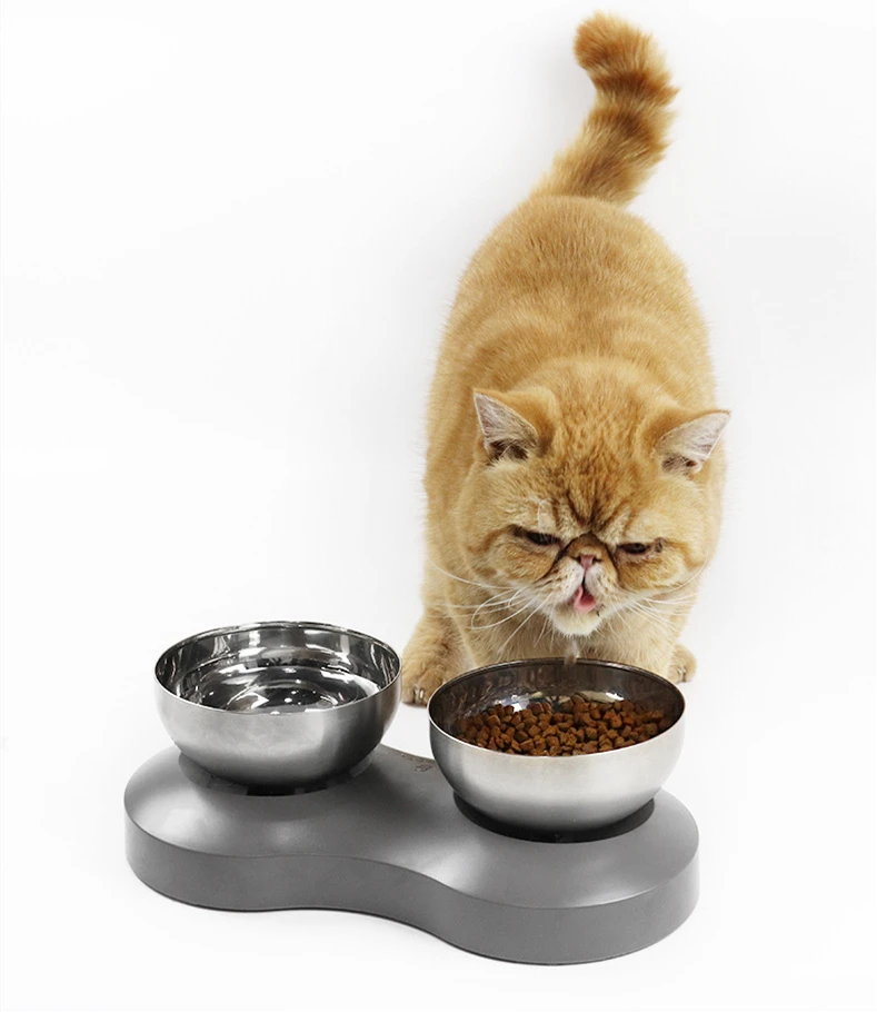 

Modern High Quality Pet Double Bowls Luxury Portable Stainless Steel Pet Bowls Pet Double Bowls With Stand