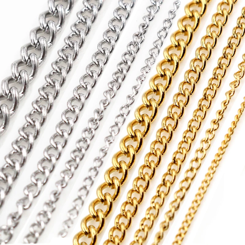 

5 Meters/Lot Never Fade Thicken Stainless Steel Necklace Chains Bulk For DIY Jewelry Findings Making Materials Handmade Supplies, Stainless steel/stainless steel gold