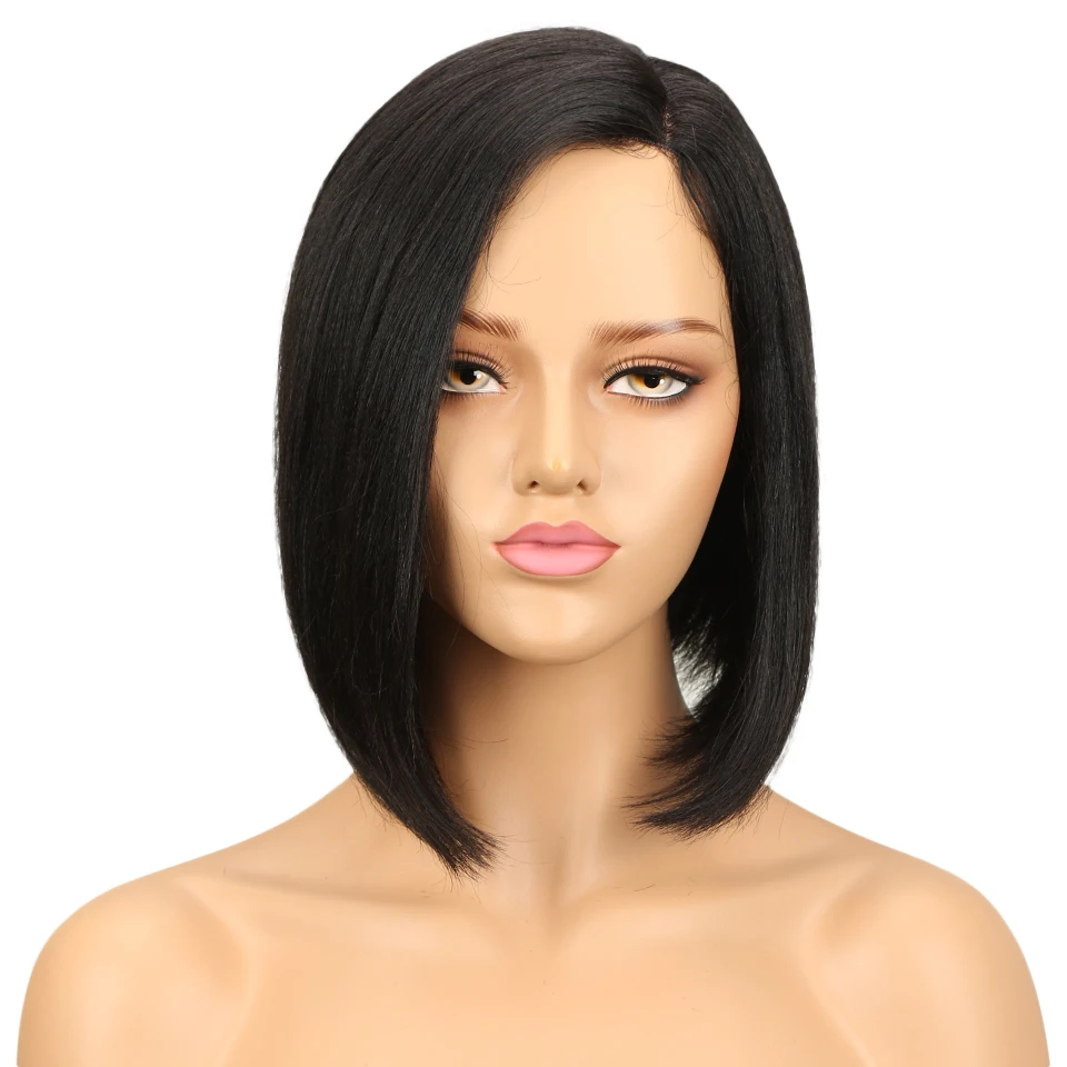 

Short Bob Straight Hair Left Side Part Ombre Color Lace Wigs For Black Women Brazilian Hair U Part Wig Human Hair