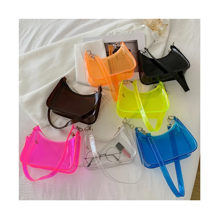 

Wholesales PVC Clear Ladies Shoulder Armpit Bags Transparent Women Dumpling Hand Bags Jelly Purses and Handbags for Women Bags, Customized color