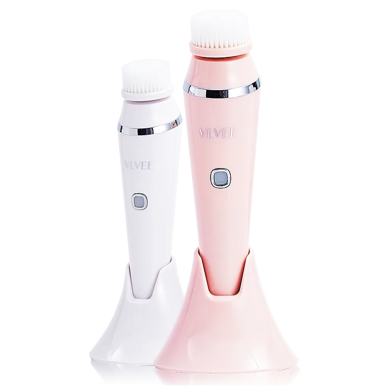 

Waterproof USB Rechargeable Vibrate Exfoliate Sonic Electric Facial Cleansing Brush facial cleansing silicone face brush, White