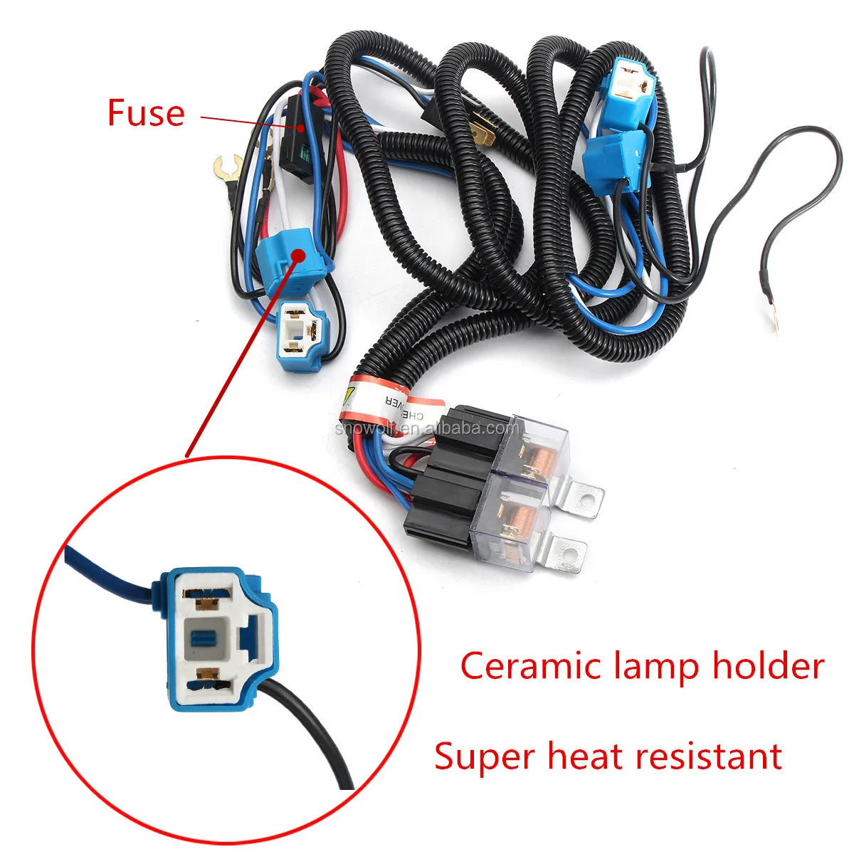 4 Headlamp Bulbs Socket Fix Dim Light H4 Headlight Relay Wiring Harness