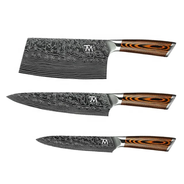 

3pcs Stainless Steel Professional Chef Kitchen Knives Set Sharp Cutting Cooking Custom Logo Wholesale Knife Set