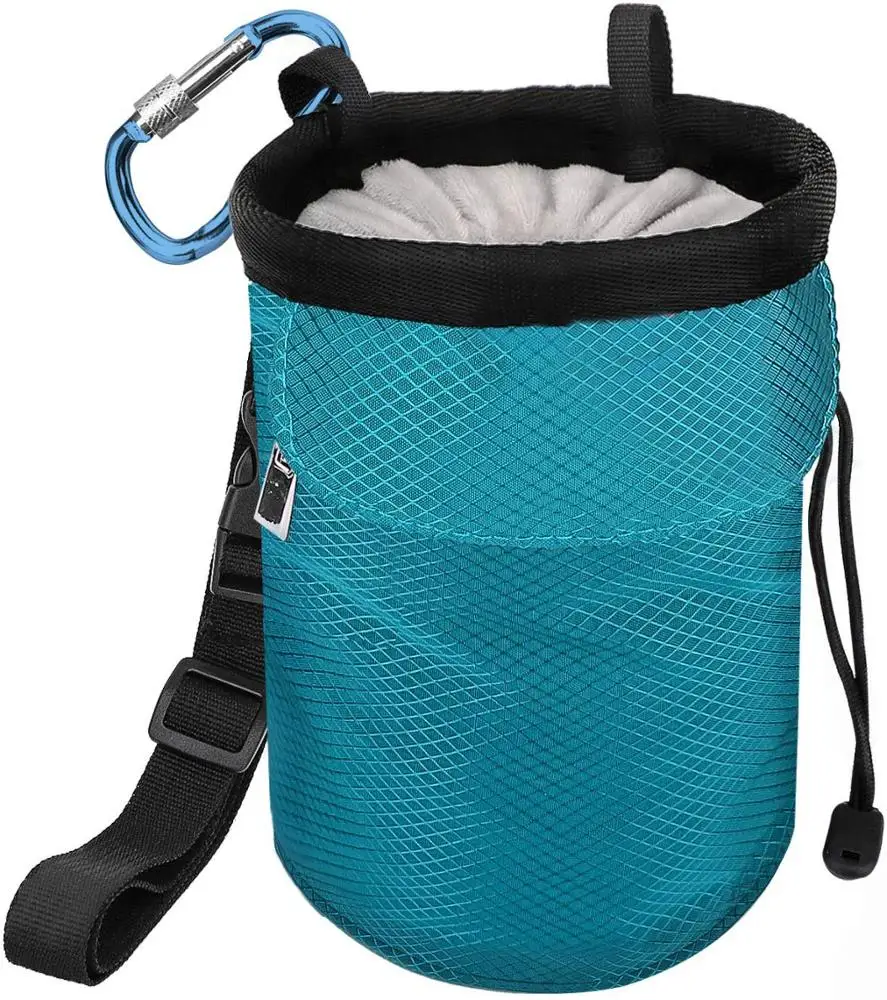 

Custom Rock Climbing Chalk Bag Drawstring Magnesia Sack with Adjustable Belt, Blue or customized