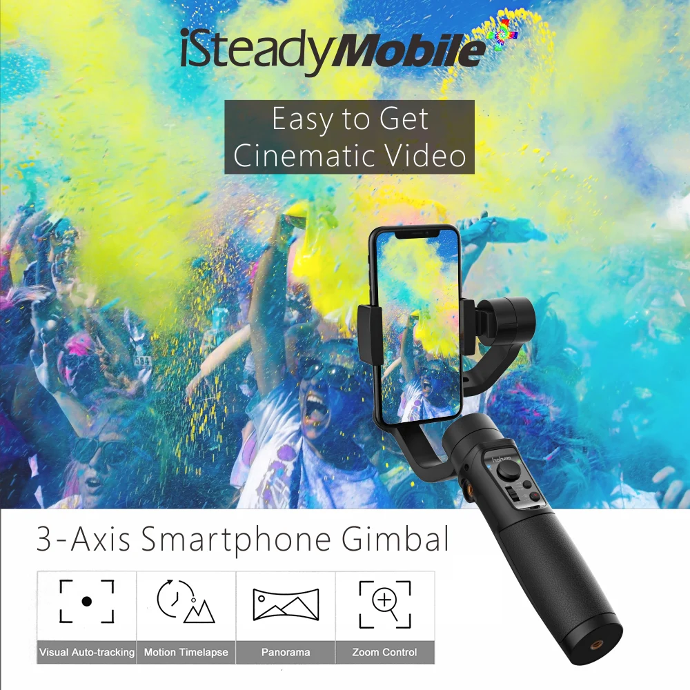 Hohem Isteady Mobile Plus 3-Axis Gimbal Stabilizer for iPhone Smartphone Vlog Youtuber Live Video Record with Sport Inception