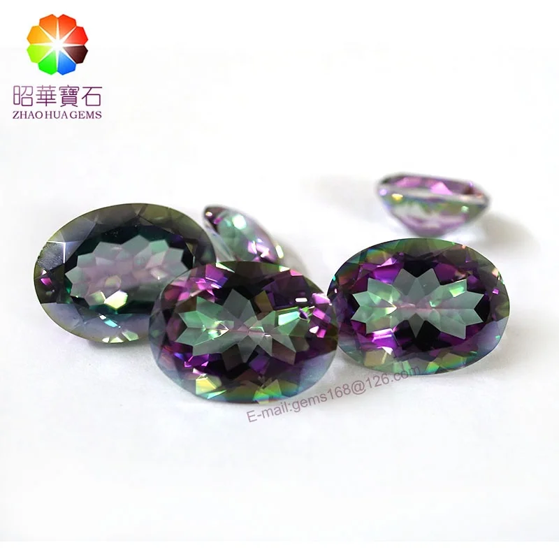 

Natural quartz Mystic quartz oval floral Natural cut loose gemsote