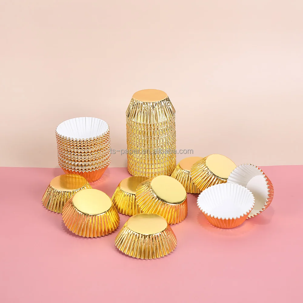 

1000 pcs 110 mm 11 cm standard gold paper foil aluminum party decoration cupcake liner