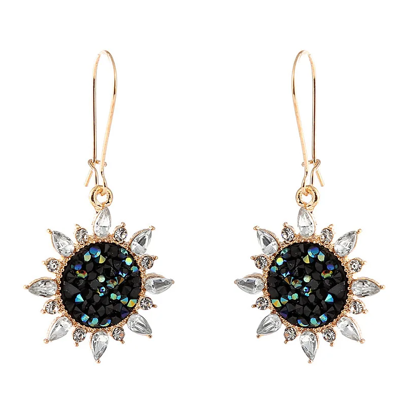 

New Fashion Brand Jewelry rhinestone Sunflower Dangle Earrings for Women crystal Gift flower Earrings, Colorful