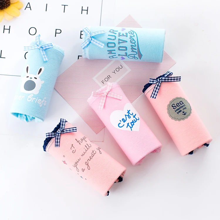
Young School Little Teen Girl Cute Flower Printed Underwear 100 % Cotton Panties For Girls 