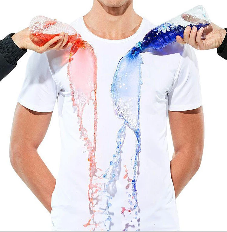 

Mens Custom Logo Printing Blank Sports Hydrophobic Waterproof Breathable Short Sleeves Tshirt, As picture or custom color