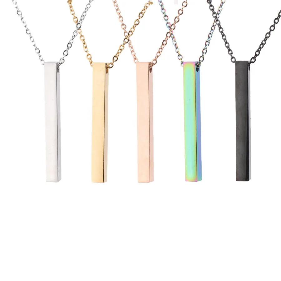 

Personalized custom engraved 18k gold plated blank stainless steel bar necklace, Gold/steel/rose gold/color/black