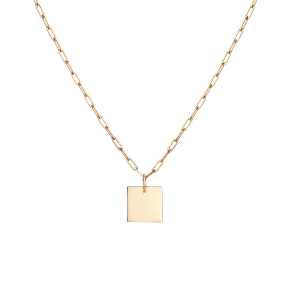 

925 Sterling Silver Custom Necklace 18k Gold Plated Aurator Large Square Pendant Necklace