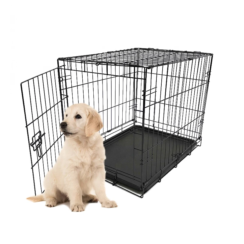 

Popular 30 Inch Single Door Foldable Dog Cage Small Iron Wire Dog Crate With Cover