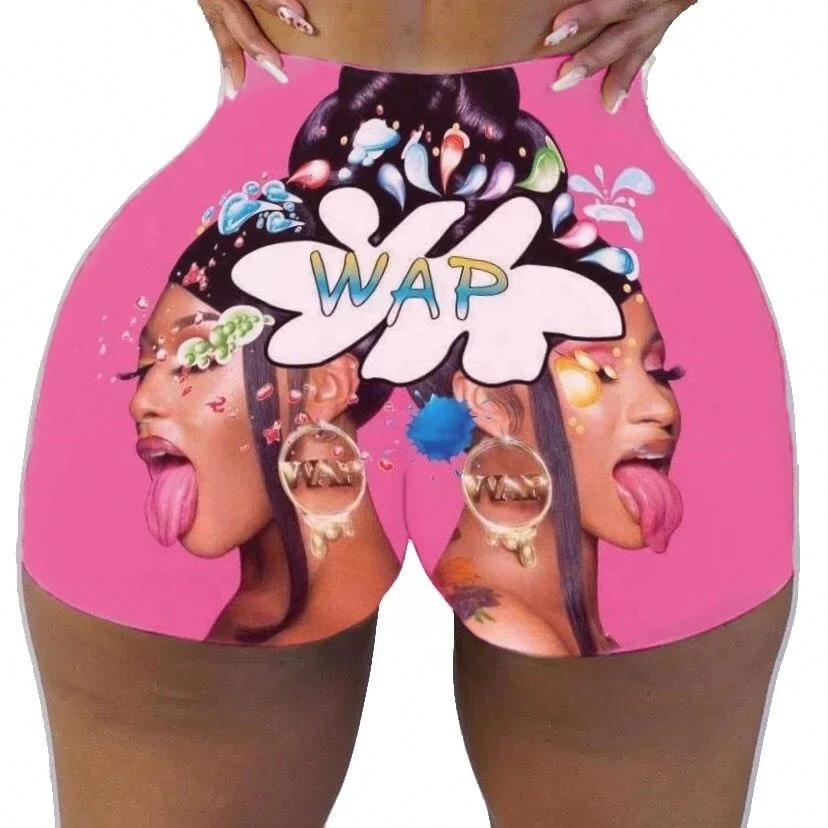 

New Design WAP Fitness Women Hot Pants Biker Shorts Sportswear Candy Snack Shorts, Picture