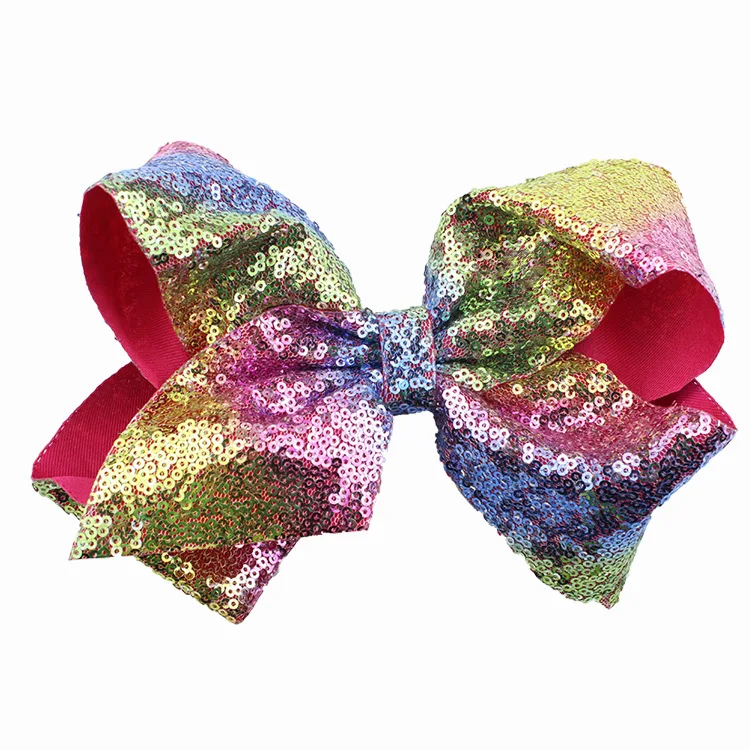 

Free shipping 8 inches sequin hair bow clips fashion glitter children hairpins for girls hair accessories, Picture