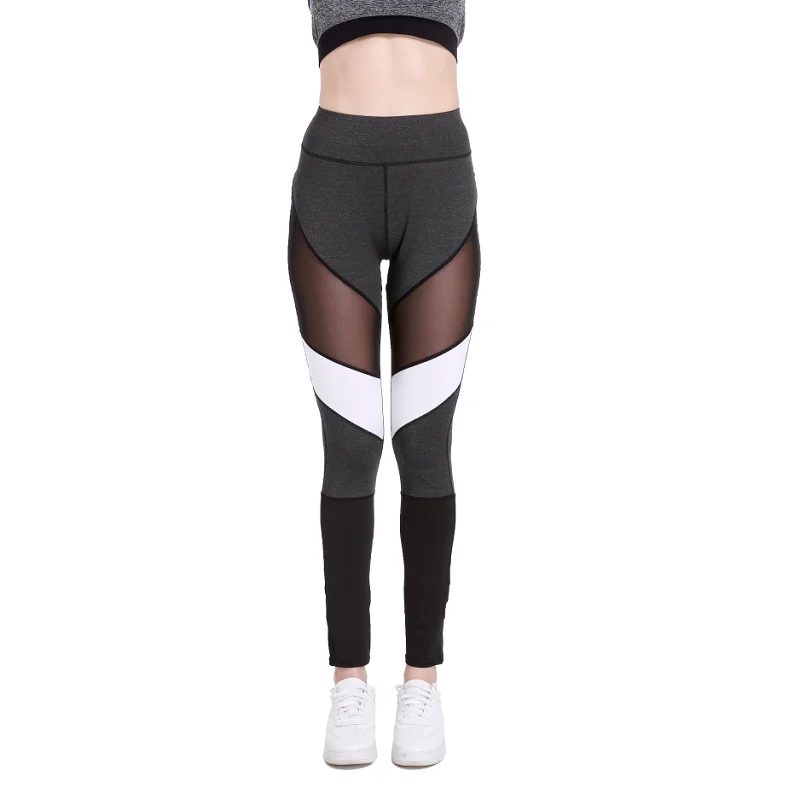 

Dropshipping Wholesale Women New Design Mesh High Waist Stitching Ladies Fitness Yoga Pants Leggings