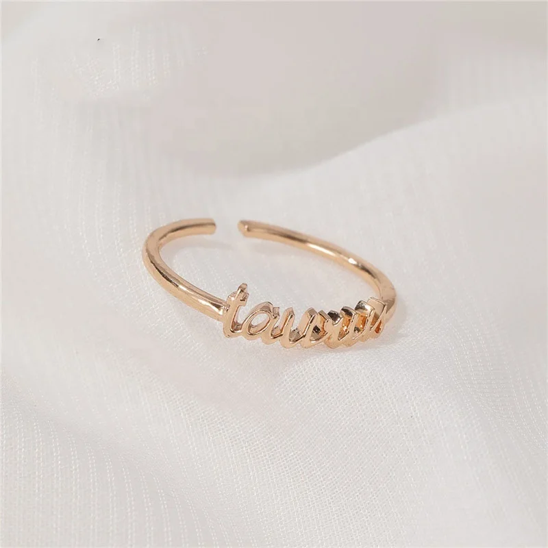 

Fashion Minimalist thin Open Gold 12 Star Signs Finger Rings Birthday Friendship Jewelry Gift Personality Zodiac Rings For Women