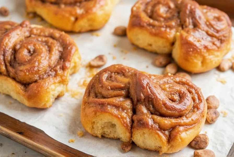 Freshly baked monkey bread made with cinnamon rolls served on a white plate