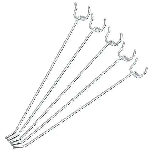 White Plastic Hanging Pegboard Hook Metal Resistant Peg Hook for Heavy Duty Cardboard Display Won't Rust