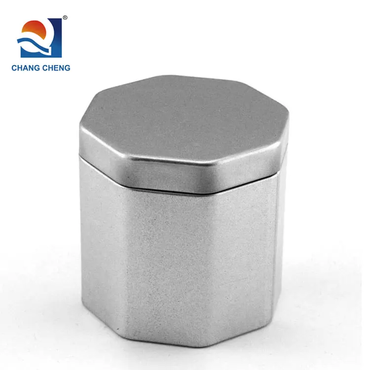 
Custom logos silver tea tins cans box octagonal shape tea tin box 