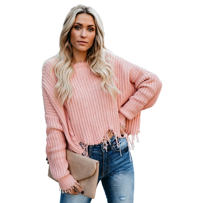 2019 Women Long Sleeve Deep V Neck  Crop Top Sweater