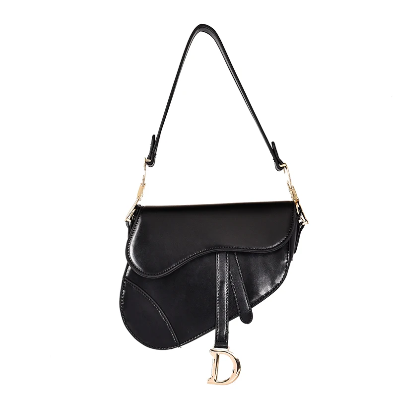 

Manufacturer supplier pu solid color magnetic buckle crossbody semi-circular hand bag saddle hand bag