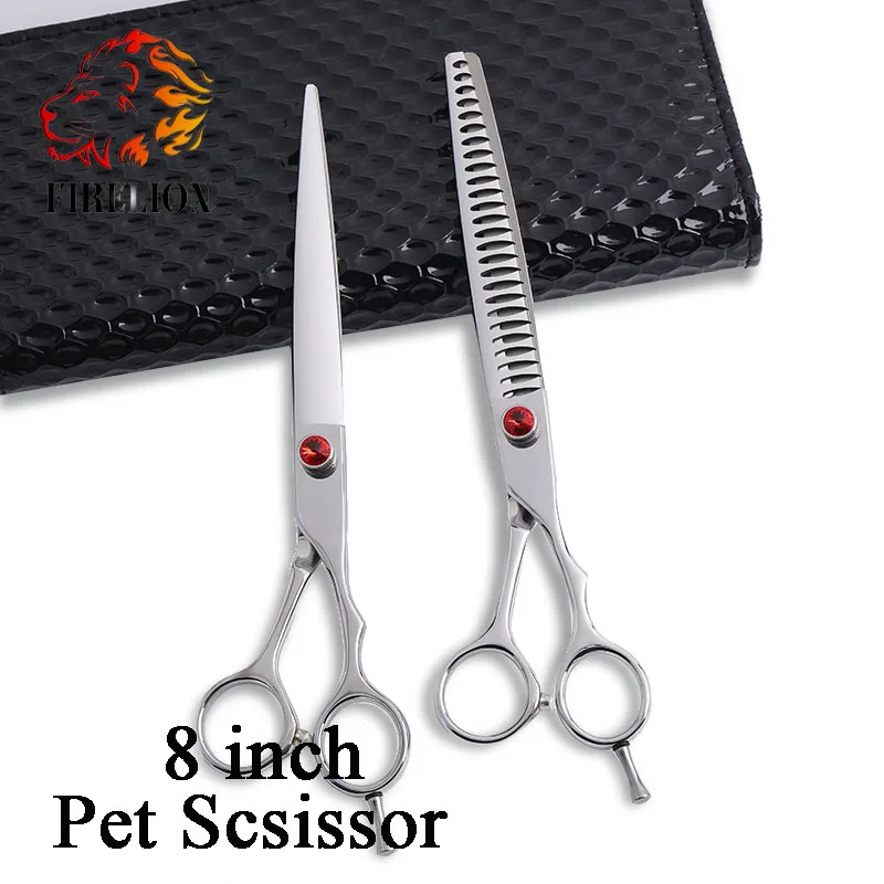 

Professional Red Diamond Screws Pet Grooming Scissors Hair Cleaning Tools Shark Tooth Scissors 440c, Silver