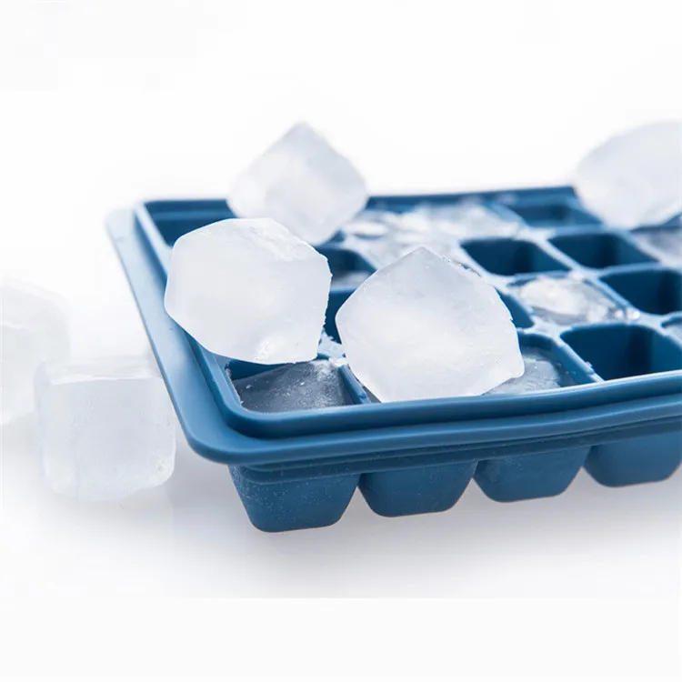 

High Quality Food Grade Cream Mould for Freezer Silicone Ice Cube 28 with Cover Cavity Tray Silicone Ice Mold, Green