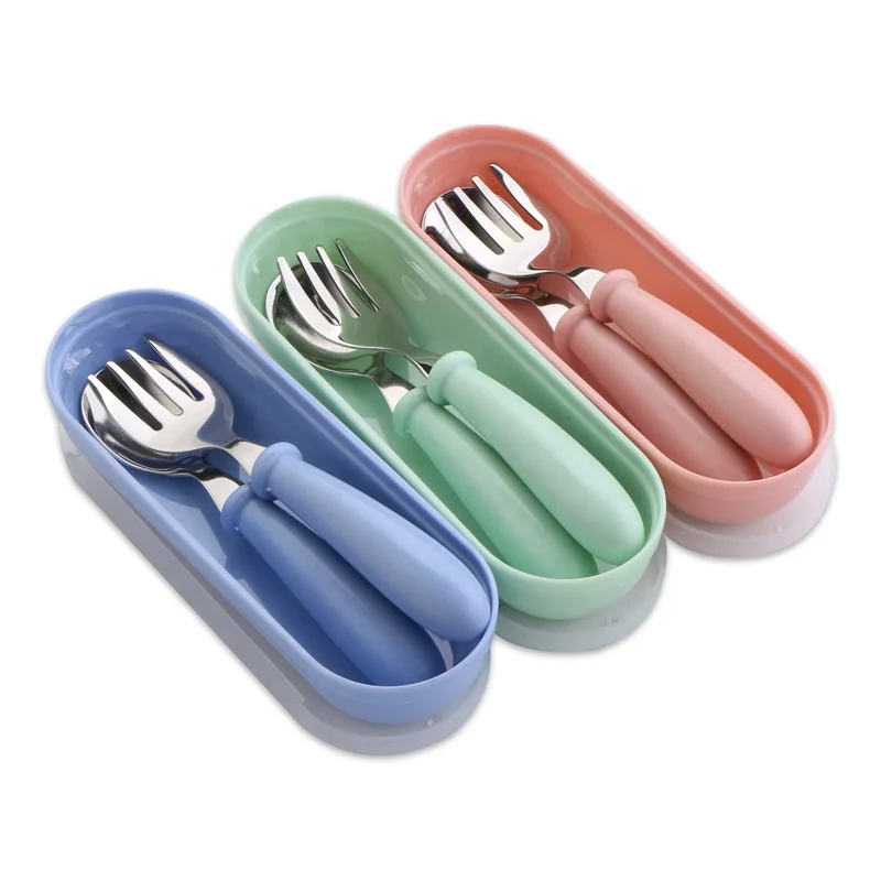 

Dishwasher Safe food grade stainless steel kids cutlery set children spoon and fork set with BPA freely plastic handle