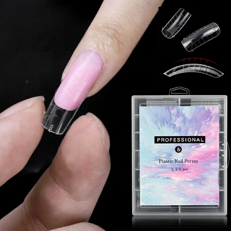 

120pcs/box Xxl Square Crystal False XXl C Curve Nail Tips Model without Paper Support Phototherapy Extension Fake Nails, Multi color