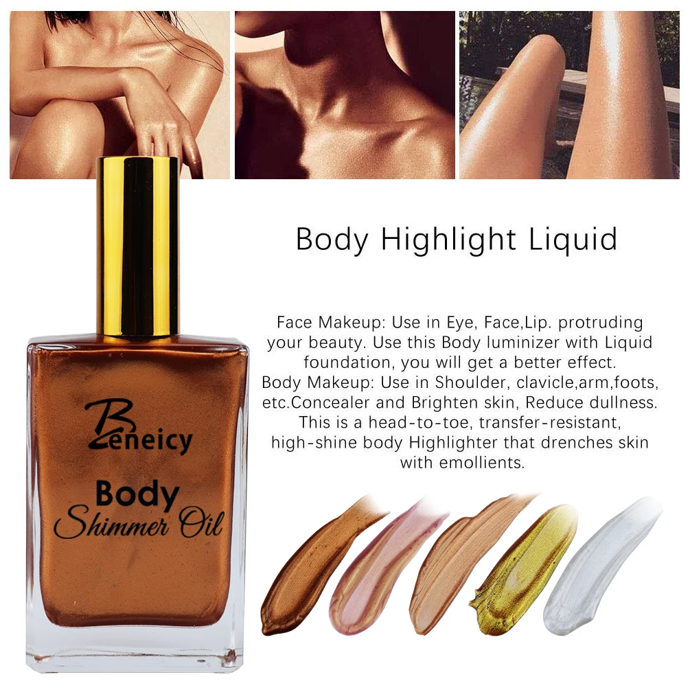 bronze shimmering body oil