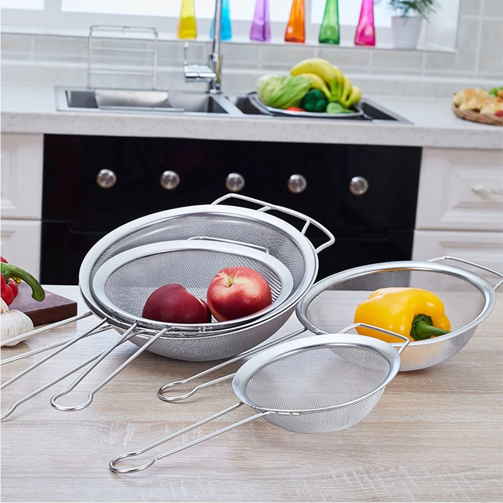 

High Quality Stainless Steel Set of 6 Sieve Mesh Strainer Kitchen Utensils, Customer request