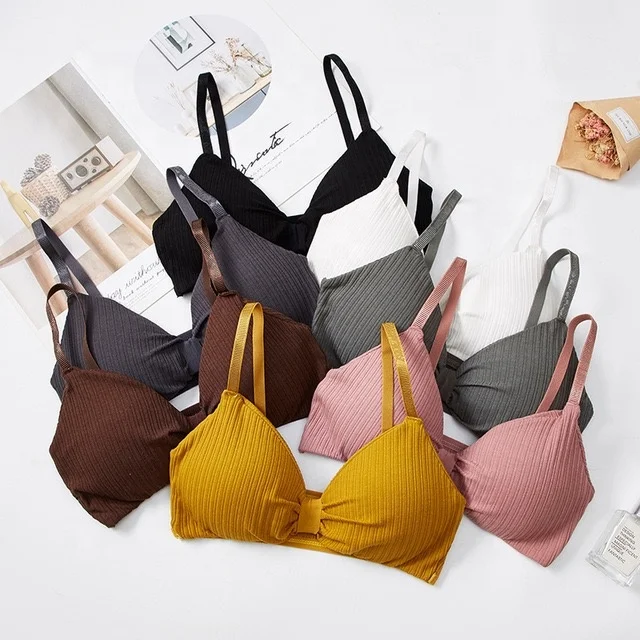 Women Stylish V Neck Seamless Crop tops High Support Soft Cotton Wirefree Bra