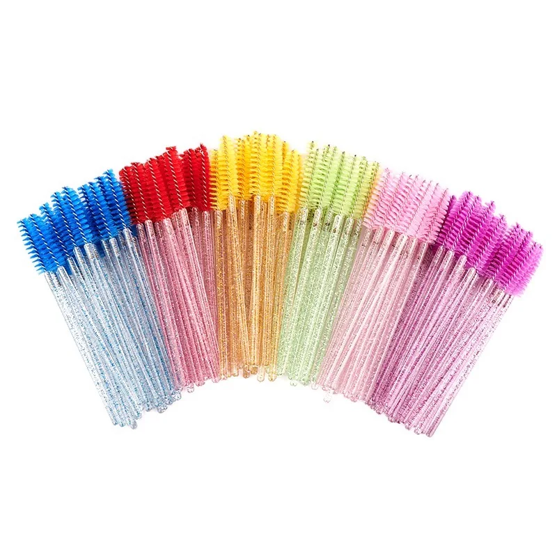 

Shiny Crystal Eyelash Applicator Disposable Crystal Eyelash Cleaning Brush Eyelash Spoolie Brush