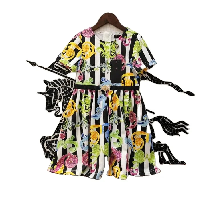 

Children's fashion flowers print clothing girls long sleeve O-Neck Dresses baby casual autumn new style dress sets clothes