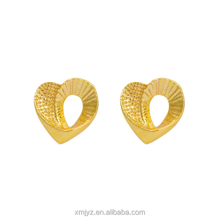 

Japan And South Korea Fashion Simple High-End Earrings Love Hollow Brass Earrings Wild Retro Earrings