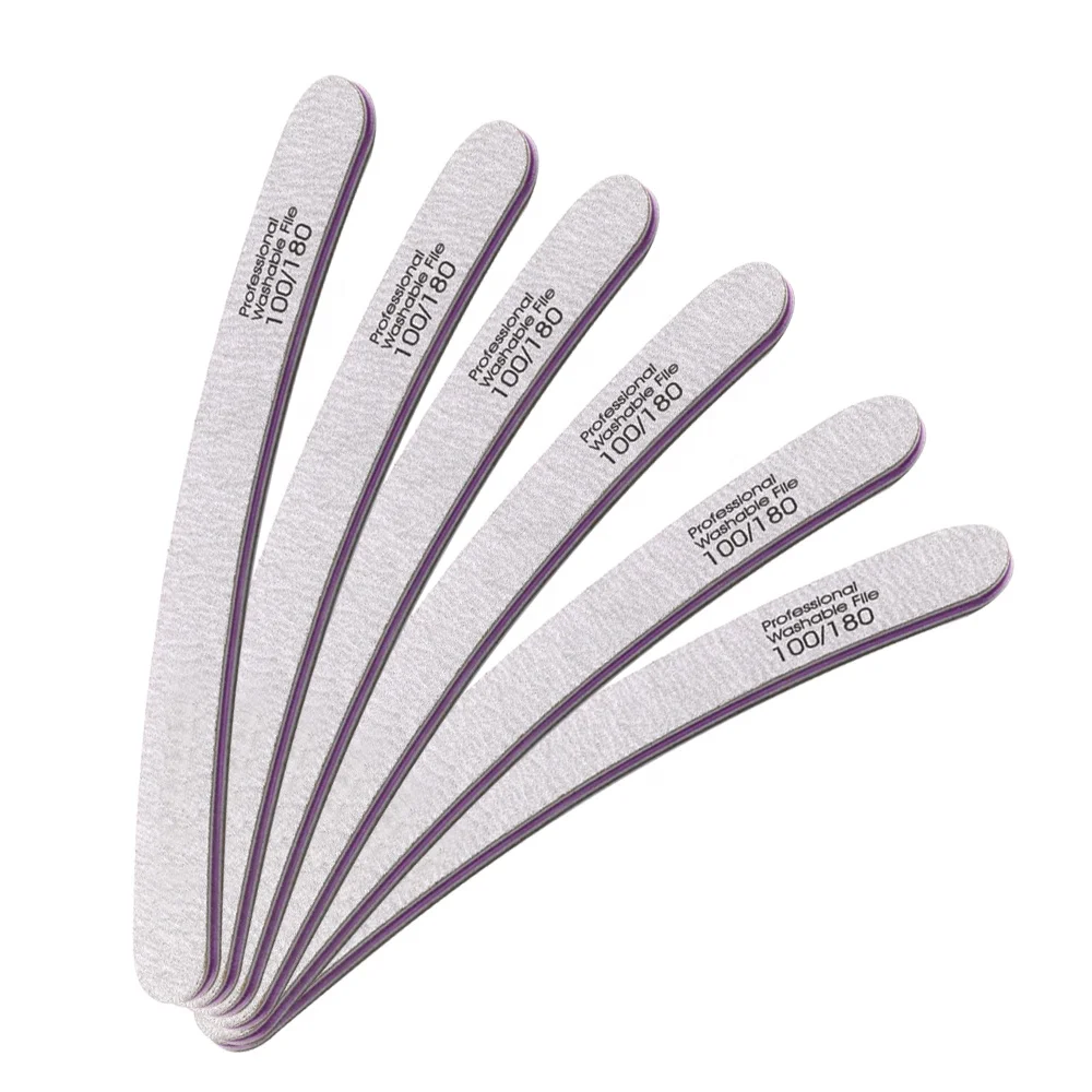 

Eco Friendly Half Moon Shapes Mini Finger File Nail Disposable Customized Printed Logo Manicure Nail File 100/180 Professional, Pink