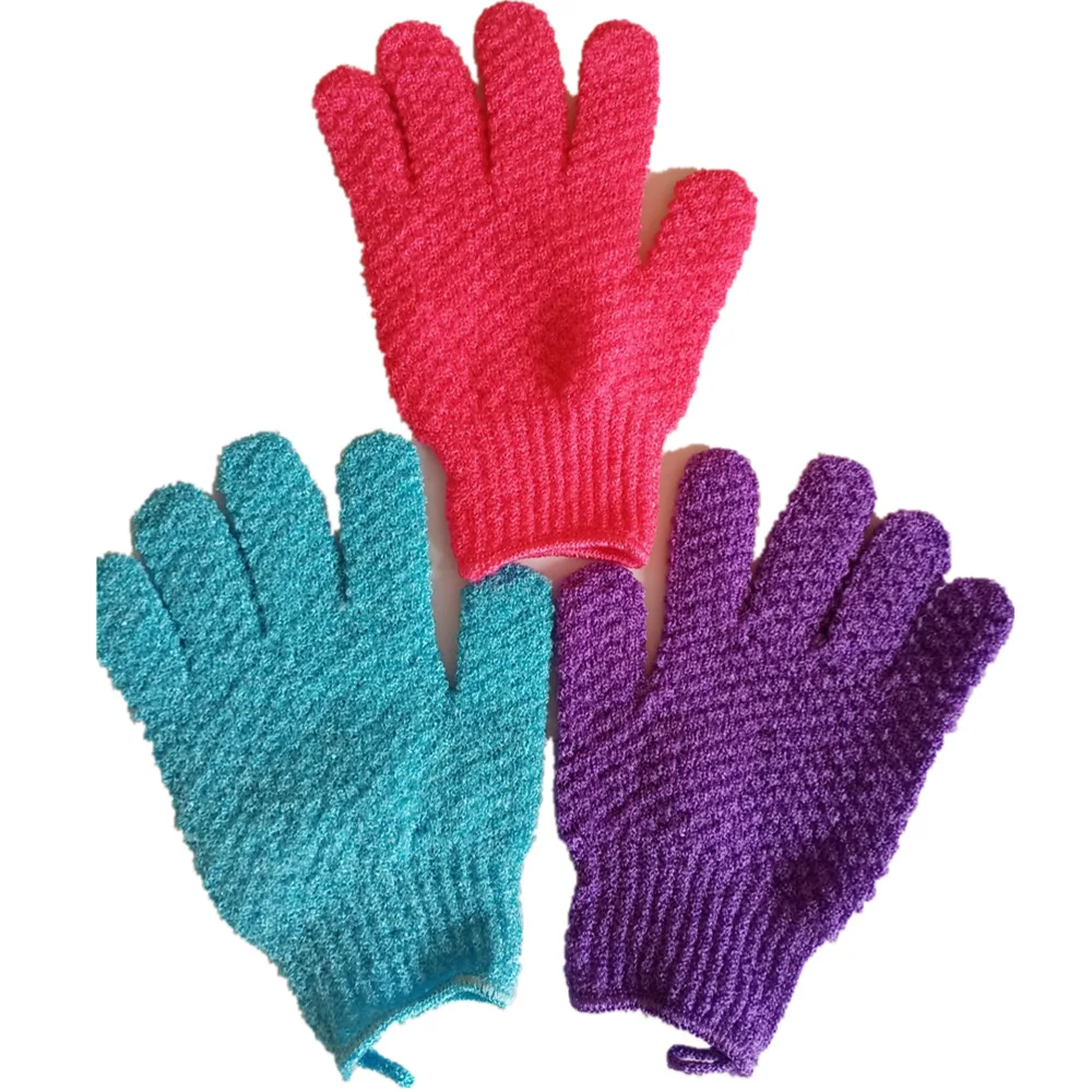 

Bright silk bath gloves polyester bath exfoliating fatigue relieving gloves