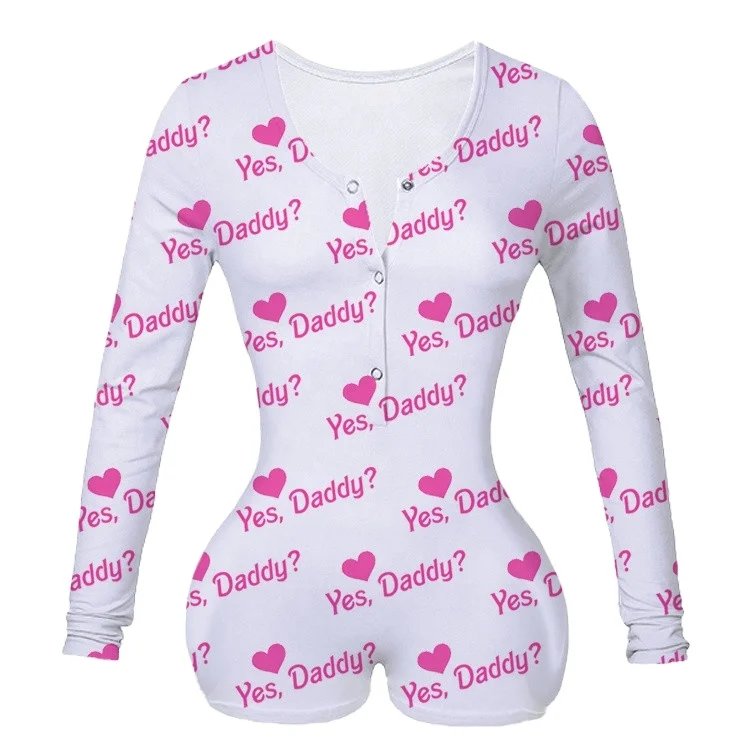 

Custom Printing yes daddy onesie Women's Pajamas Knitting Adult Onesie, Customized color/as show