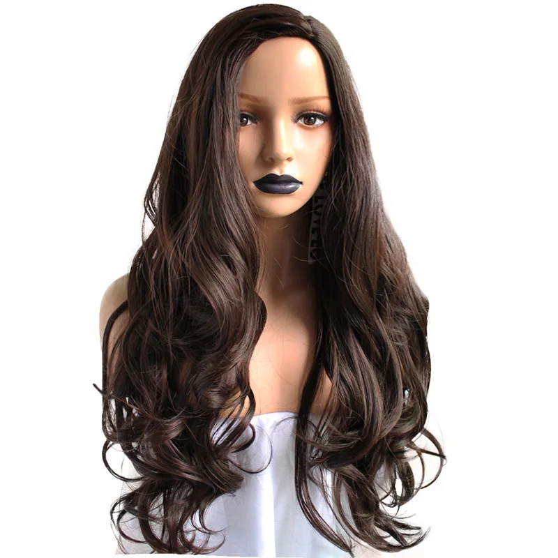 

Factory Wholesale Black Women Synthetic Long Part 26 Inch Long Curly Ombre Blonde colored Wig With Dark Roots Wavy hair wigs