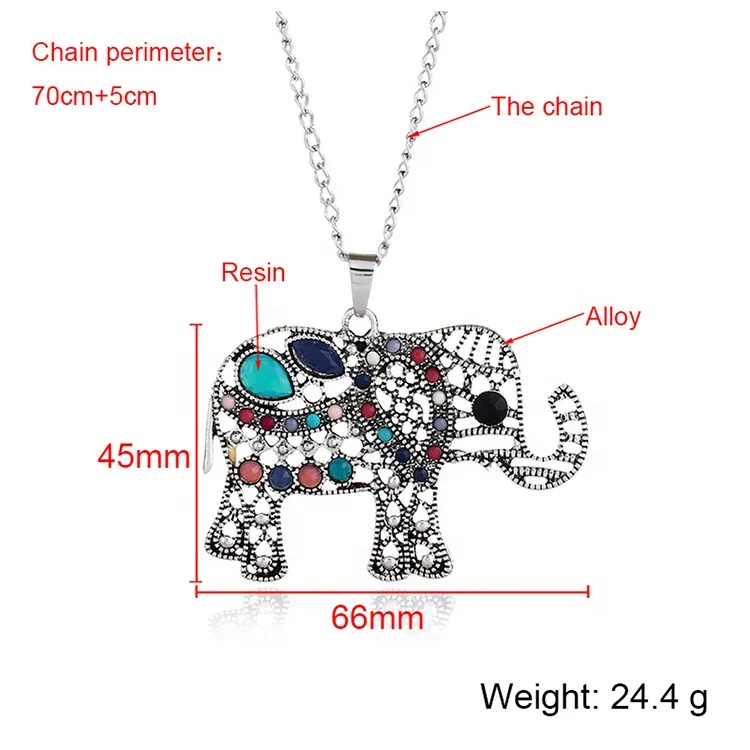 product-BEYALY-New Hot Style Jewelry Retro Simple Fashion Chain Resin Elephant Pendant Necklace-img
