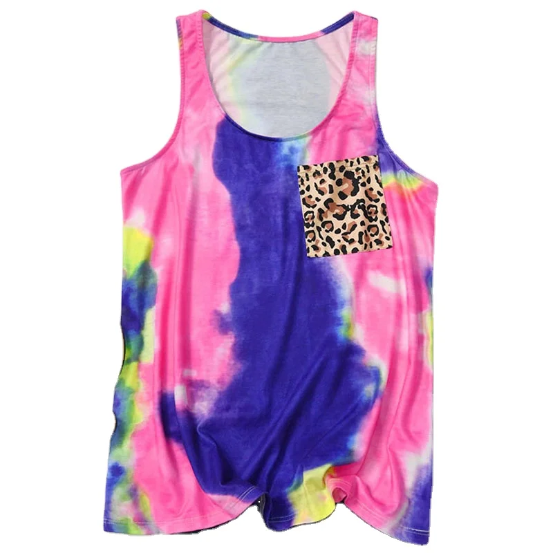 

Summer popular round neck tie-dye printing T-shirt quick-drying breathable vest