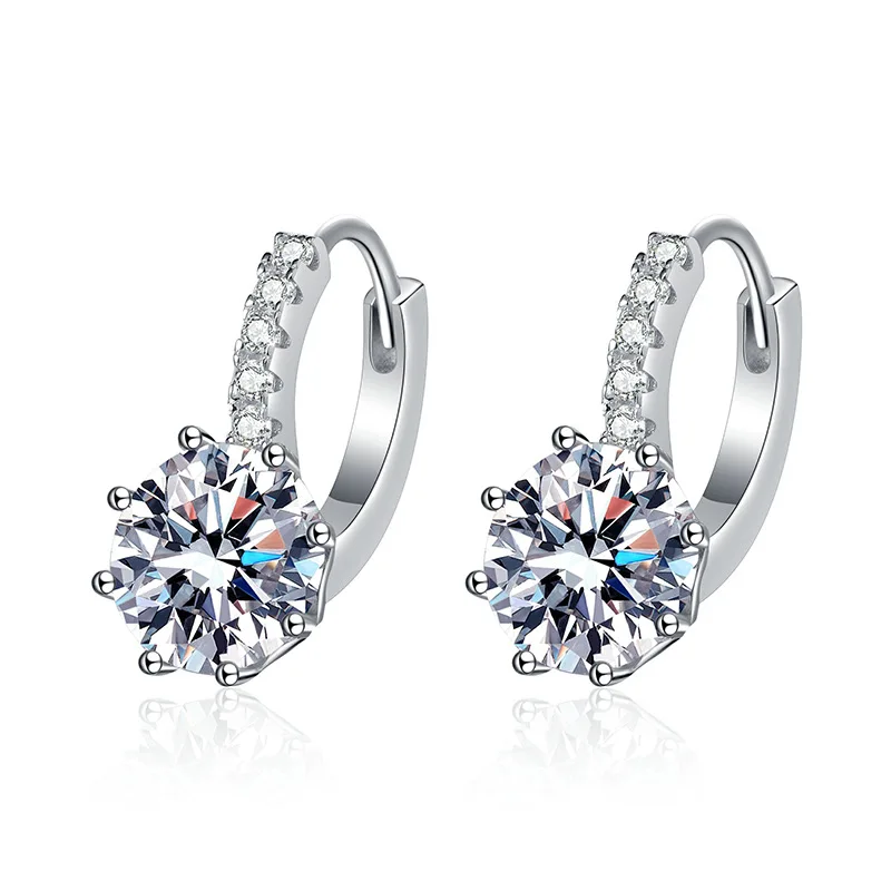 S925 Silver Charm Tremella Elegant Classic Geometric Moissanite Women's Earrings
