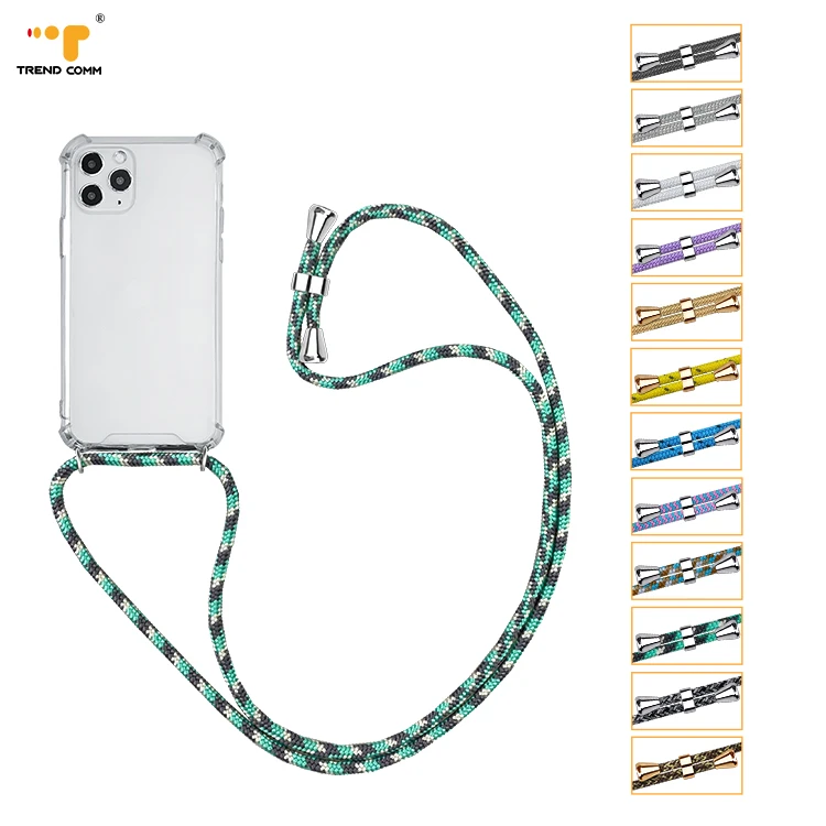 

New For iPhone 11 Transparent Clear Necklace Case with Strap