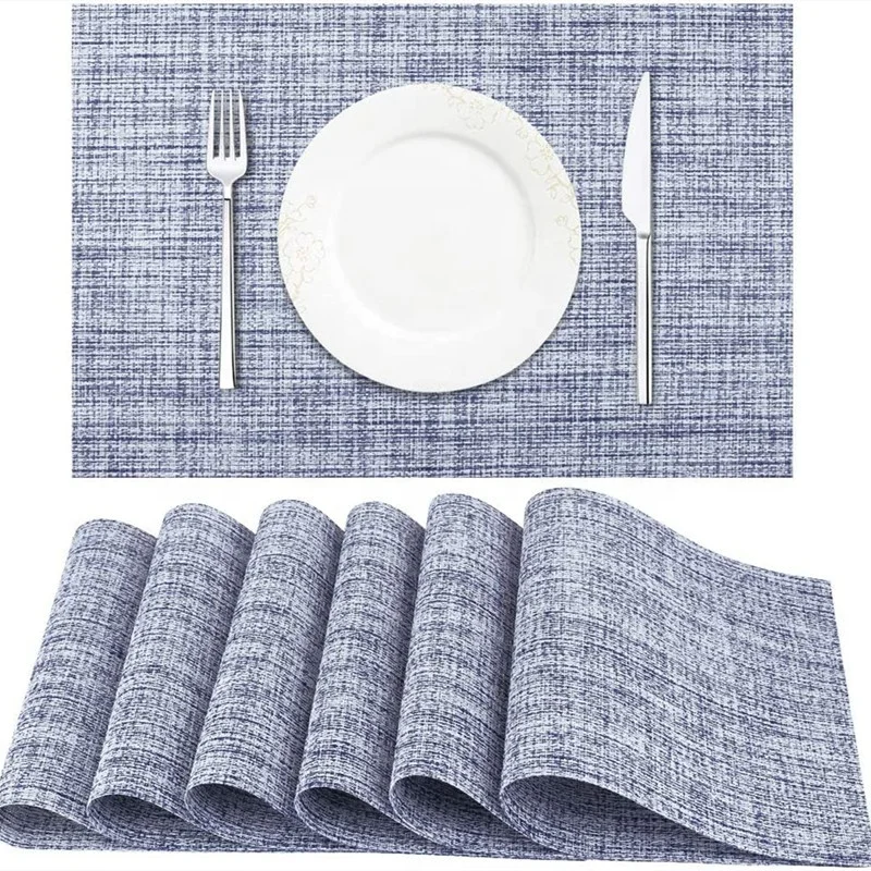 

Placemats Heat-resistant, stain-proof, non-slip placemats for kitchen tablesWashable durable PVC table mats Woven vinyl placemat