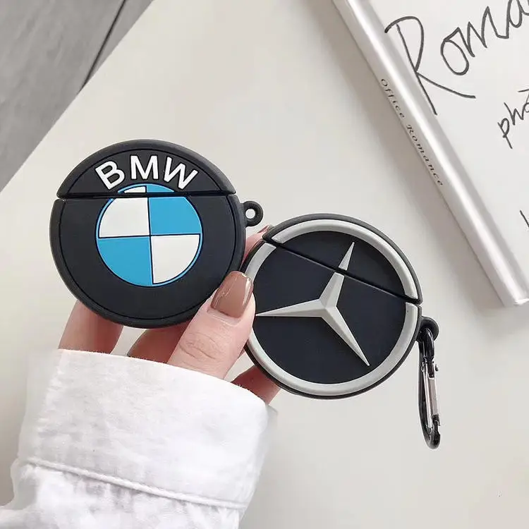 

Dropshipping 3D Car Logo Design Earphone Case with Keychain for Airpods Pro Fashion BMW Mercedes Benz Style Cover for Airpod 1/2, As pictures show