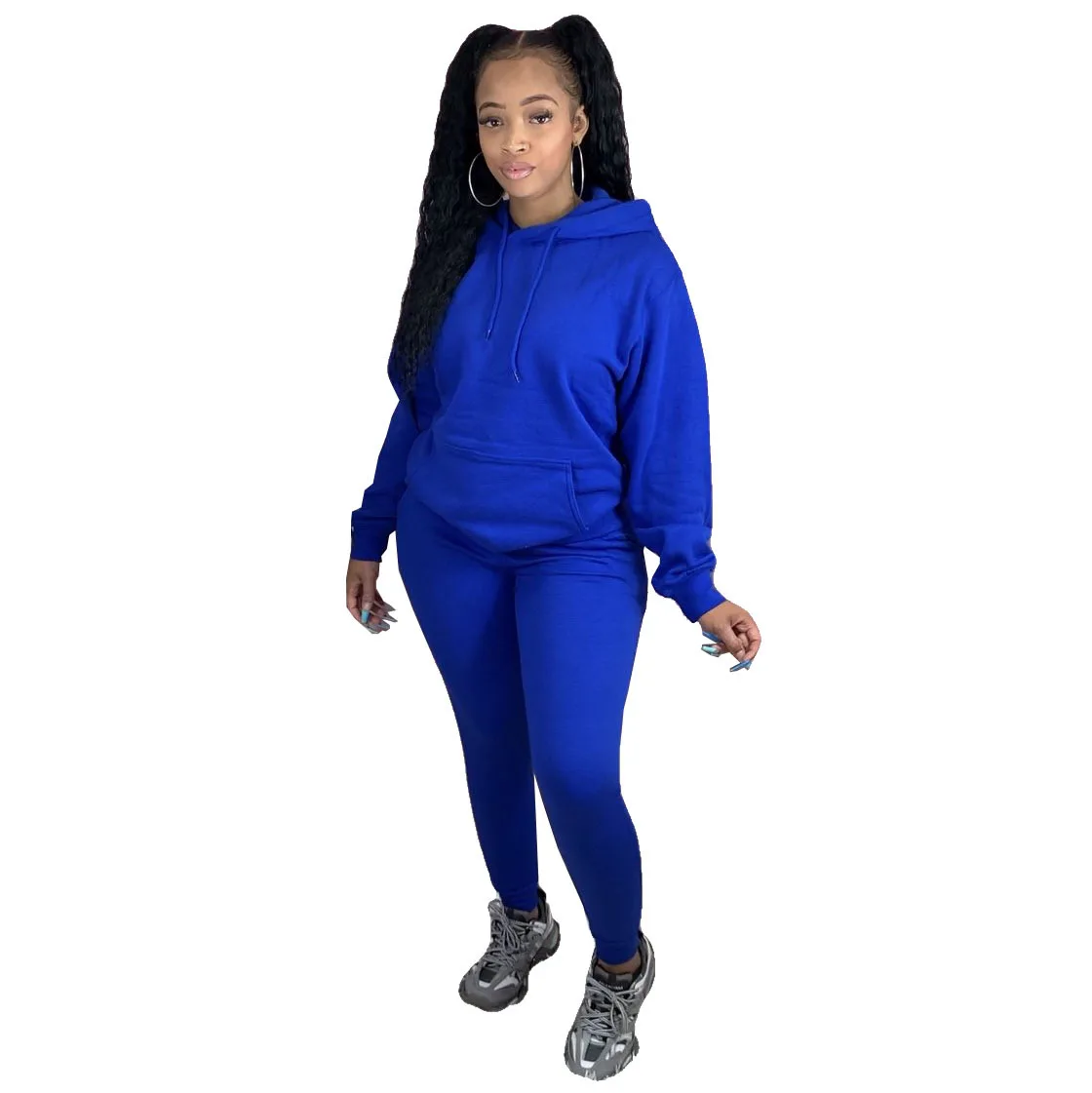 

Hot selling 2020 women winter outfits two piece set blank sweatshirt tracksuit fashion hoodie and jogger set, 10 colors
