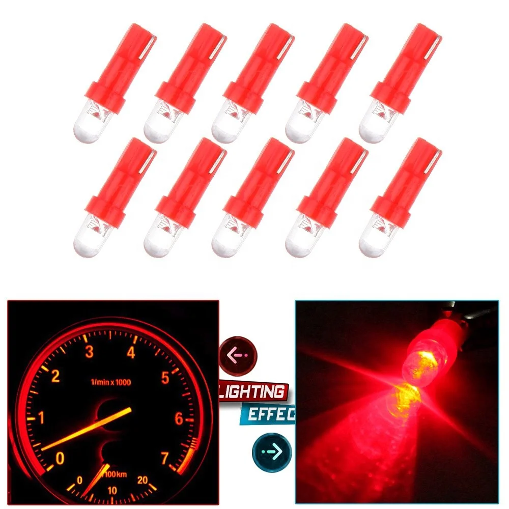 12v  T5 Wedge 1 LED Car Auto Dashboard Gauge Side Light Bulb Lamp 37 58 70 73 74 White ,red