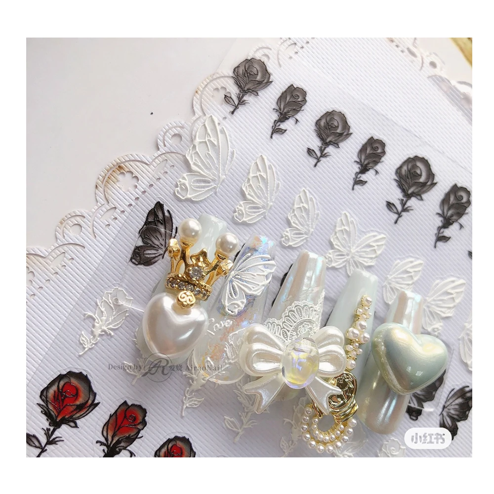 

5D Flower Nail Art Stickers Floral Nail Decals Small Daisy Flowers Nail Stickers Manicure DIY