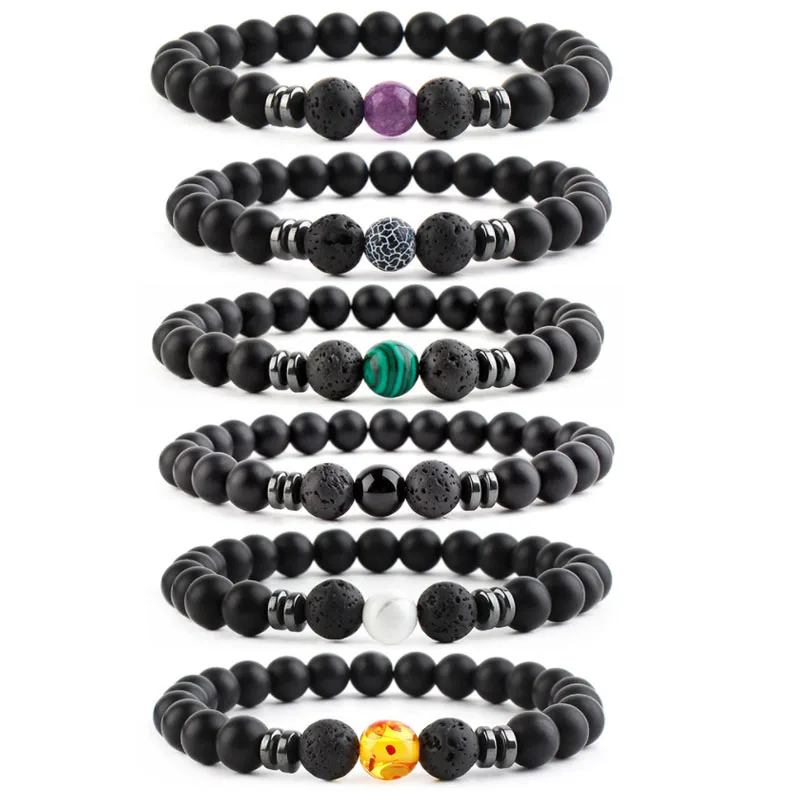 

New simple accessories 8mm frosted Stone Beads Bracelet seven chakras Yoga Agate Bracelet